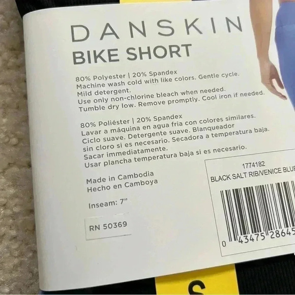 Danskin Bike Shorts NWT 2 Pack Black Blue High Waist Side Pocket Women Sz Small. - Picture 4 of 6